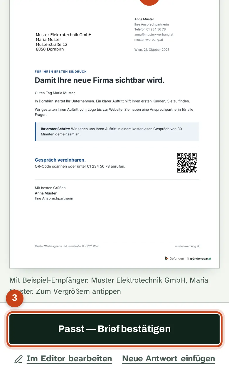 Der Entwurf im Prüfschritt