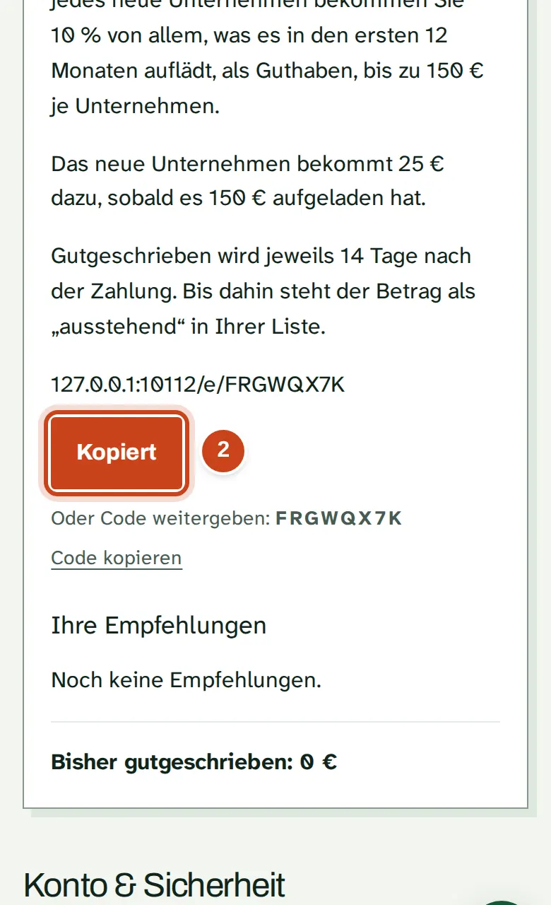 Der kopierte Link