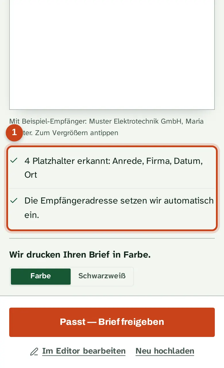 Die erledigten Punkte im Prüfschritt