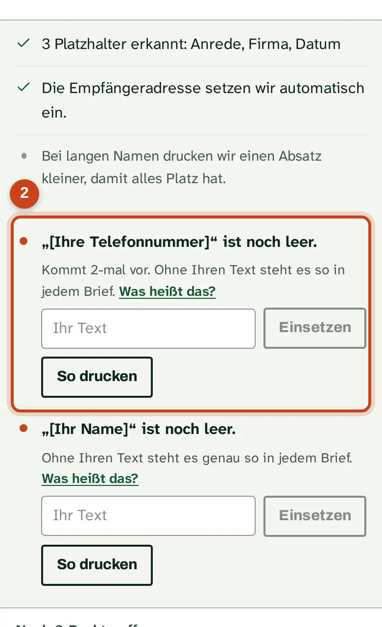 Ein offener Punkt mit seinen Knöpfen